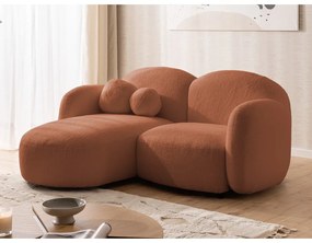 Divano angolare color terracotta (con penisola a sinistra/con chaise lounge) con rivestimento in bouclé Orbit – Ropez