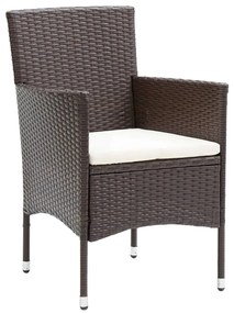 Set da pranzo da giardino 7 pz con cuscini polyrattan marrone