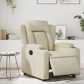 Poltrona Reclinabile Elettrica Crema İn Similpelle /