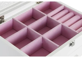 Scatola-Portagioie DKD Home Decor Cristallo Bianco Rosa chiaro Legno MDF  (25,5 x 19,5 x 11 cm)