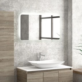 Composizione bagno 100cm a terra: mobile, specchio led e colonna TOD-100B - KAMALU