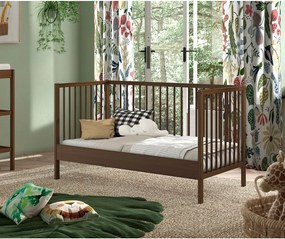 Lettino marrone in faggio massiccio con sponde rimovibili/con altezza regolabile 70x140 cm Dino – Vipack