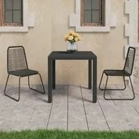 Set da Pranzo da Giardino 3 pz in Rattan PVC Nero 3060118