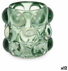 Portacandele Microsfere Verde Cristallo 8,4 x 9 x 8,4 cm (12 Unità)