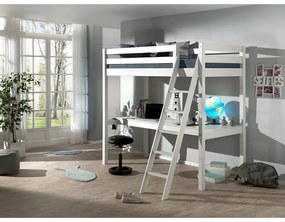 Letto rialzato bianco in legno di pino 140x200 cm PINO - Vipack