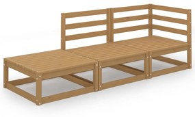 Set divani da giardino 3 pz miele in legno massello di pino