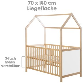 Lettino in colore bianco e naturale 70x140 cm - Roba