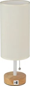 Brilagi - Lampada da tavolo con porta USB TABLON 1xE27/25W/230V rovere/bianco/crema