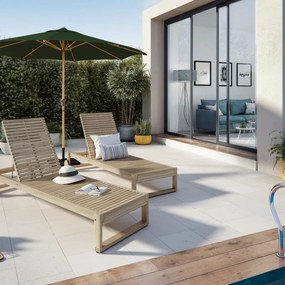 Ombrellone a palo centrale marrone Agorà NATERIAL con telo ottagonale verde L 296 x P 296 x H 247 cm