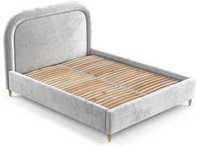 Letto matrimoniale imbottito grigio chiaro con spazio contenitivo e rete 180x200 cm Mija - Maison de Rêve