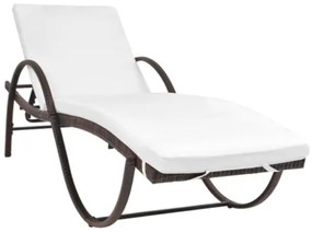 Lettini Prendisole 2 pz con Tavolo in Polyrattan Marrone