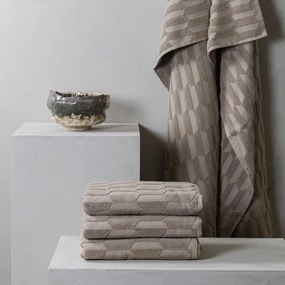 Telo da bagno in cotone beige 70x133 cm Geo - Mette Ditmer Denmark