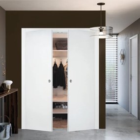 Porta interna a battente Oxford in legno colore bianco, L 160 x H 210 cm, apertura reversibile