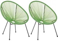 Set di 2 sedie da giardino Papasan in rattan verde PE verde moderno