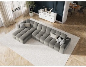 Divano angolare in velluto grigio (angolo sinistro) Kendal - Micadoni Home