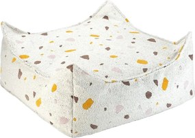 Pouf a sacco per bambini bianco con rivestimento in bouclé e ciniglia Terrazzo Square – Wigiwama