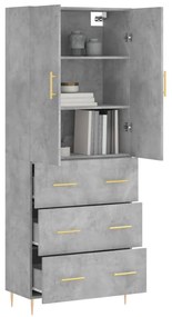 Credenza grigio cemento 69,5x34x180 cm in legno multistrato