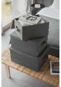 Scatola in tessuto grigio con coperchio 35x19x26 cm Soft Storage - Bigso Box of Sweden