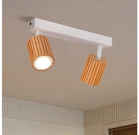Brilagi - Faretto MODERN WOOD 2xGU10/8W/230V legno di caucciù/bianco