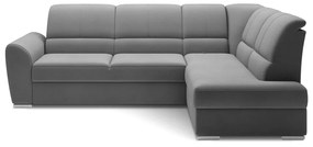 Divano angolare grigio allungabile/con contenitore (con penisola a destra/a L) e rivestimento in velluto Siber – ELTAP