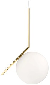 Lampada sospesa a luce diffusa con diffusore opalino in vetro soffiato e telaio placcato oro lucido IC S2 10 Anniversary F3176044 Flos