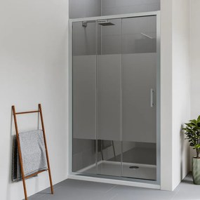 Porta doccia scorrevole L 105-110 cm x H 190 cm per nicchia in vetro trasparente SP. 6 mm, profilo lucido cromo, serie Verve