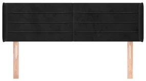 Testiera ad orecchio nera 147x16x78/88 cm in velluto