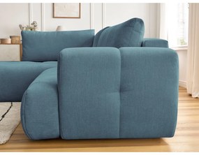 Divano angolare blu allungabile e con contenitore (penisola a sinistra/a L) con rivestimento in ciniglia Fuji – Bobochic Paris