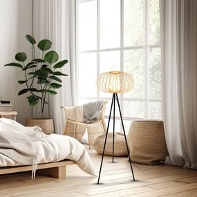 Briloner 1759011 - Lampada da terra 1xE27/10W/230V bambù/nera