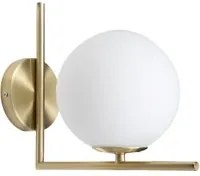 Lampada da Muro Glamy 15x25x22 cm in Ferro e Vetro Bianco e Oro