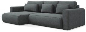 Divano angolare grigio scuro allungabile/con contenitore (con penisola a sinistra/con chaise lounge) Kapua – Makamii