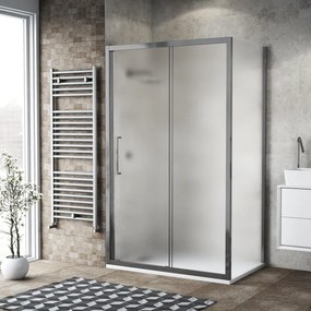 Box doccia con ingresso frontale scorrevole L 120 x H 195 cm, in vetro smerigliato SP. 6 mm, profilo argento cromato Record