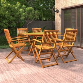 Set Da Pranzo Per Giardino 7 Pz İn Legno Massello Di Acacia /