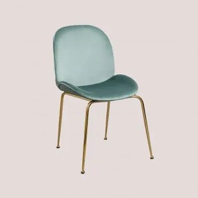 Confezione da 2 sedie in velluto Pary Verde Abete & Dorato - Sklum