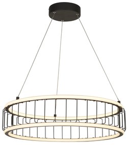 Lampadario Contemporaneo Circolo Acciaio Nero Alluminio Bianco Led 46,4W 3000K