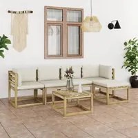 Set Salotto Giardino con Cuscini 6 pz in Pino Impregnato 3065008