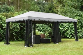 Padiglione da giardino color grigio con zanzariera Valencia 3x6 m Garden Point