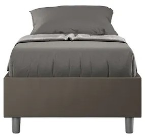 Letto singolo contenitore imbottito 80x200 similpelle cappuccino Azelia