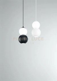 Sospensione in vetro opale binario biemissione sfera vetro + sfera ...