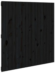 Testiera da parete nera 108x3x110 cm in legno massello di pino
