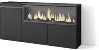 Credenza, Mobile, Cucina, 160, 3 Porte, Camino elettrico XXL, Nero RF3283