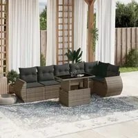 Set Divani da Giardino 7 pz con Cuscini Grigio in Polyrattan 3268550