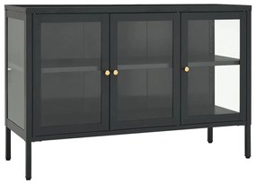 Credenza antracite 105x35x70 cm in acciaio e vetro