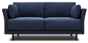 Kave Home - Divano 2 posti Gilma in velluto a coste blu spesso e gambe in finitura nera, 170 cm FR