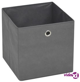vidaXL Contenitori 10 pz in Tessuto non Tessuto 32x32x32 cm Grigio