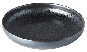 Piatto in ceramica nera e grigia con bordo rialzato Perla, ø 22 cm Black Pearl - MIJ