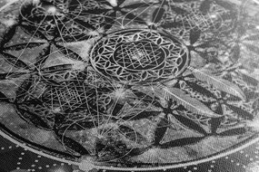 Stampa su tela – Mandala affascinante in bianco e nero