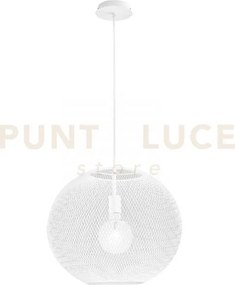 Lampadario a sospensione rete in metallo esedra bianca 1 luce attac...