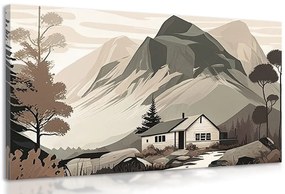 Quadro su tela – Chalet scandinavo in montagna