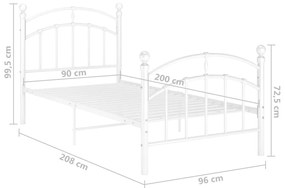 Giroletto Bianco in Metallo 90x200 cm